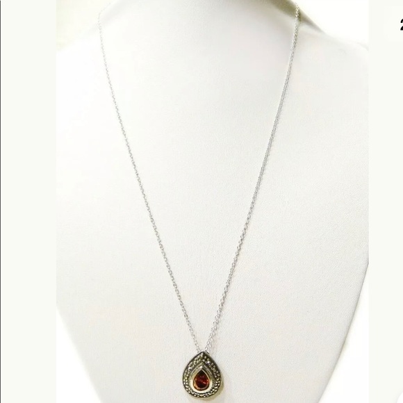 Sterling Silver Teardrop Marcasite Pendan Necklace - Picture 2 of 7